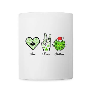 Love, Peace and Happiness / Merry Christmas - Tasse - Weiß - Vorne