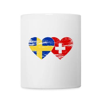 Suède Suisse Drapeau Coeur Utilisé - Mug blanc - blanc - Devant