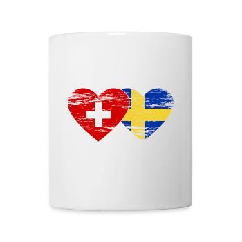Switzerland Sweden Flag Heart Used - Mug - white - Front