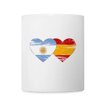 Argentina Spain Flag Heart Used - Mug - white - Front