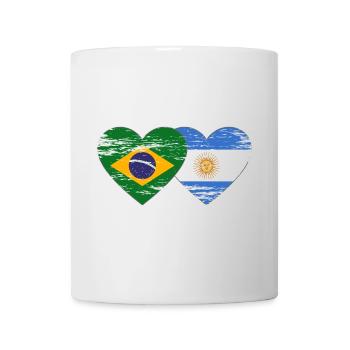 Brésil Argentine Drapeau Coeur Utilisé - Mug blanc - blanc - Devant