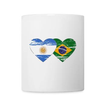 Argentina Brazil Flag Heart Used - Mug - white - Front