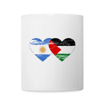 Argentina Palestine Flag Heart - Mug - white - Front
