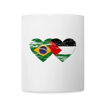 Brazil Palestine Flag Heart Used - Mug - white - Front