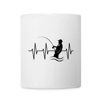 battement de cœur pêcheur pulsation ecg symbole lac poisson - Mug blanc - blanc - Devant