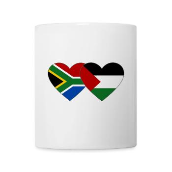 South Africa Palestine Flag Heart - Mug - white - Front