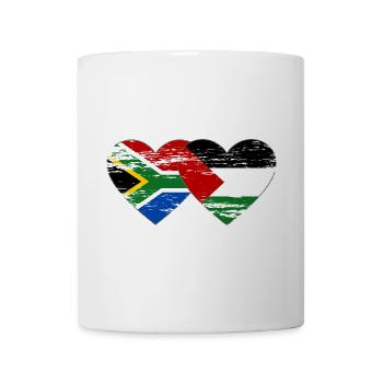 South Africa Palestine Flag Heart Used - Mug - white - Front