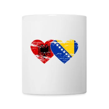Albanie Bosnie drapeau coeur utilisé - Mug blanc - blanc - Devant