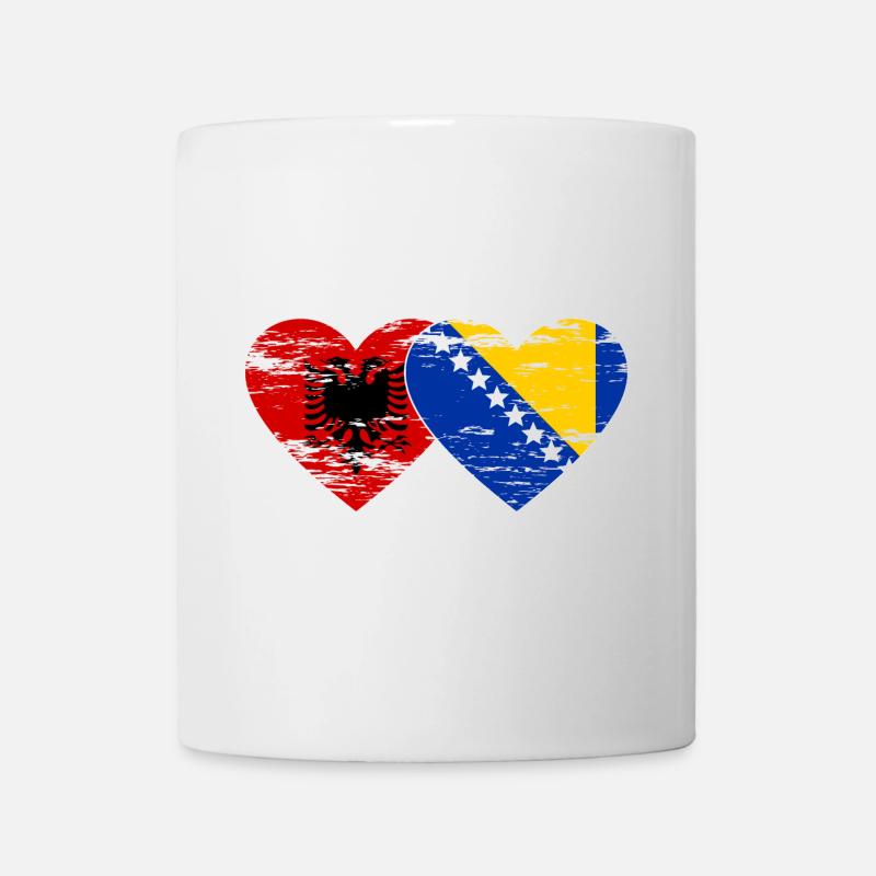Albanie Bosnie drapeau coeur utilisé - Mug blanc - blanc