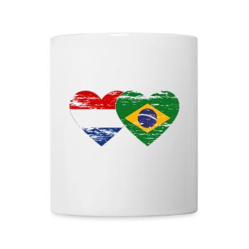 Holland Brazil Flag Heart Used - Mug - white - Front