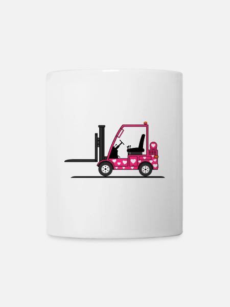 Staplerfahrer Herz pink - Tasse - Weiß