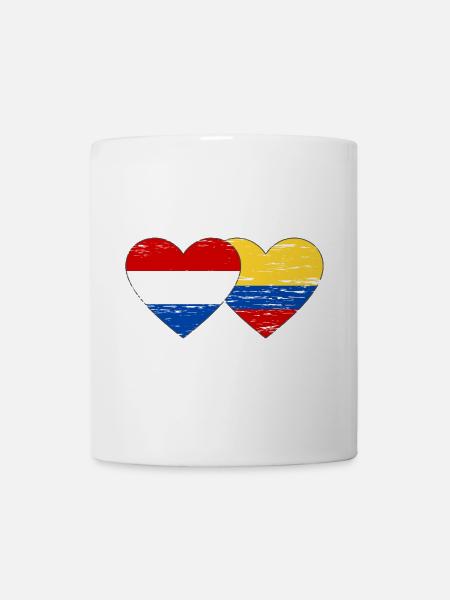 Colombie Hollande drapeau coeur utilisé - Mug blanc - blanc