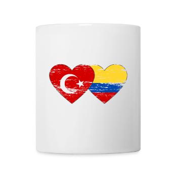 Turquie Colombie Drapeau Coeur Utilisé - Mug blanc - blanc - Devant