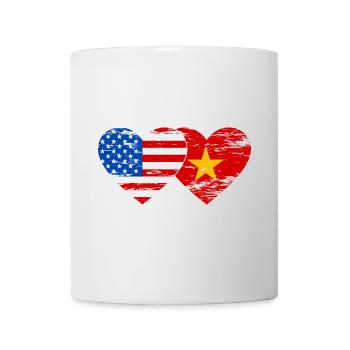 USA Vietnam Flagge Herz used - Tasse - Weiß - Vorne