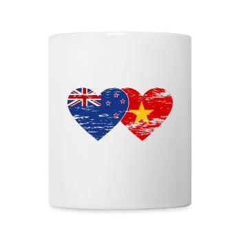 Neuseeland Vietnam Flagge Herz used - Tasse - Weiß - Vorne