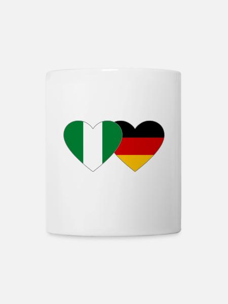 Nigeria Deutschland Flagge Herz - Tasse - Weiß