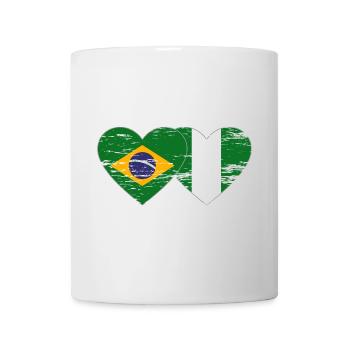 Drapeau du Brésil et du Nigeria coeur utilisé - Mug blanc - blanc - Devant