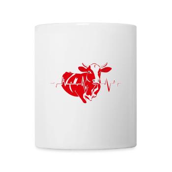 Rote Kuh mit Herzschlaglinie - Tasse - Weiß - Vorne