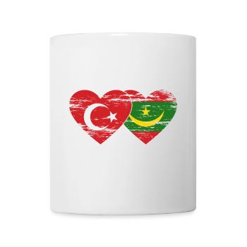 Drapeau de la Turquie et de la Mauritanie Cœur utilisé - Mug blanc - blanc - Devant