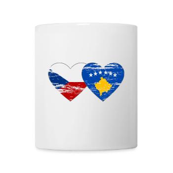 République tchèque Kosovo drapeau coeur utilisé - Mug blanc - blanc - Devant