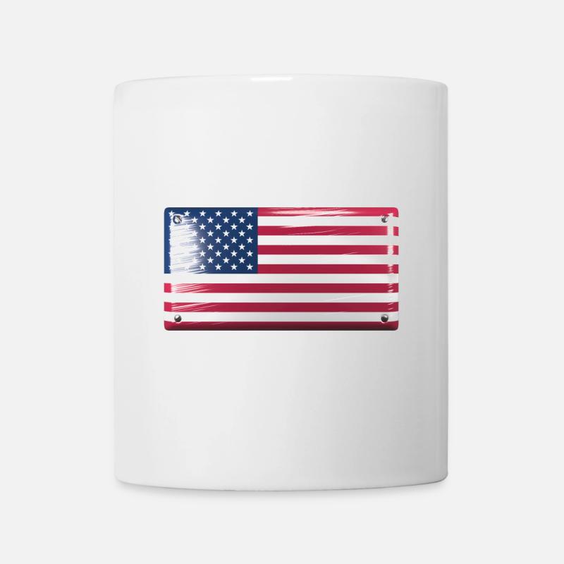 États-Unis Drapeau de l’Amérique Drapeau Signe d’étain Look - Mug blanc - blanc