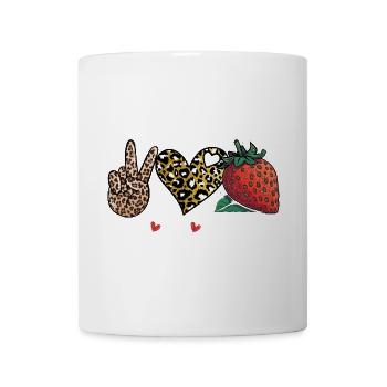 Peace Love Strawberry - Good Time Fruits Heart - Mug blanc - blanc - Devant
