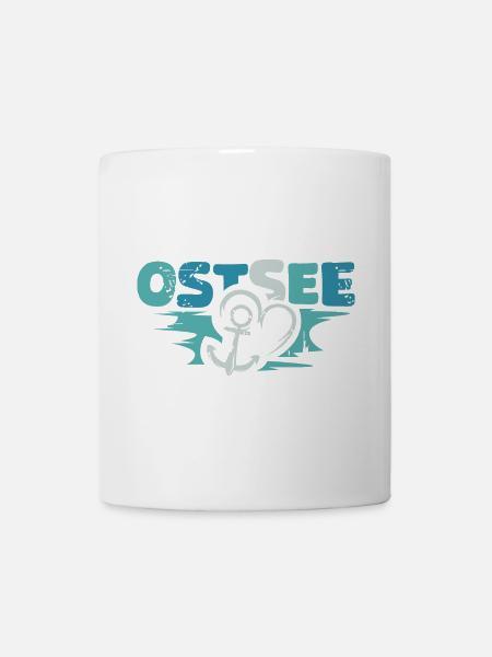 Ostsee Anker retro Liebe Herz vintage Symbol Logo - Tasse - Weiß