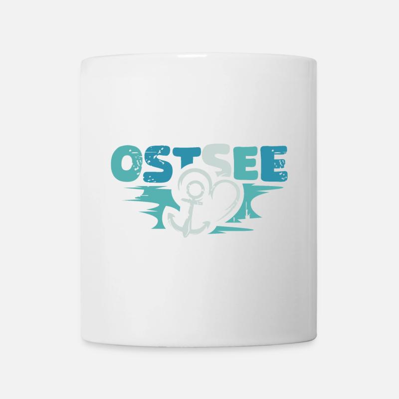 Ostsee Anker retro Liebe Herz vintage Symbol Logo - Tasse - Weiß