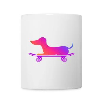 Dackel mit Skateboard - Tasse - Weiß - Vorne