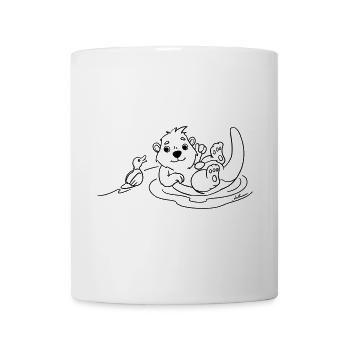 Otter with duck coloring motif - Mug - white - Front
