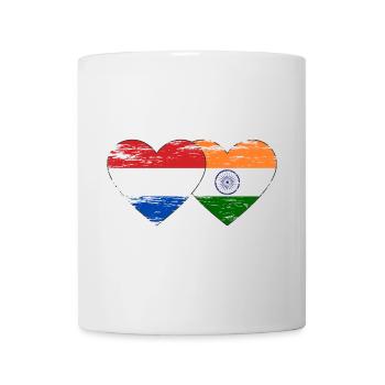 Hollande Inde Drapeau Coeur Utilisé - Mug blanc - blanc - Devant