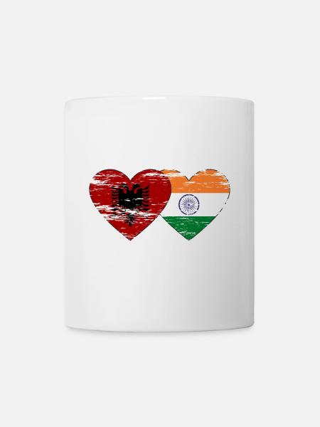 Albania India Flag Heart Used - Mug - white