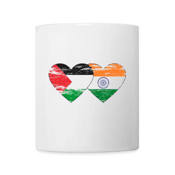 Palästina Indien Flagge Herz used - Tasse - Weiß - Vorne