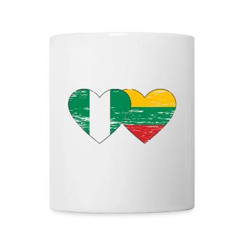 Drapeau Nigeria Lituanie coeur utilisé - Mug blanc - blanc - Devant