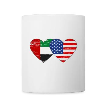 United Arab Emirates USA Flag Heart - Mug - white - Front