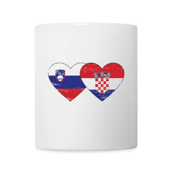 Slovénie Croatie Drapeau Coeur utilisé - Mug blanc - blanc - Devant
