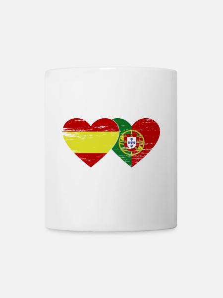 Espagne Portugal Drapeau Coeur utilisé - Mug blanc - blanc