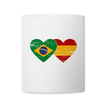 Brazil Spain Flag Heart used - Mug - white - Front