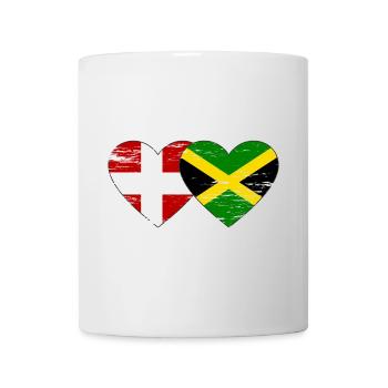 Denmark Jamaica flag heart used - Mug - white - Front