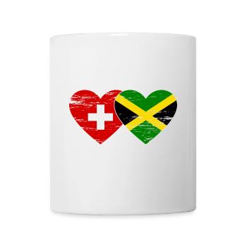 Schweiz Jamaika Flagge Herz used - Tasse - Weiß - Vorne