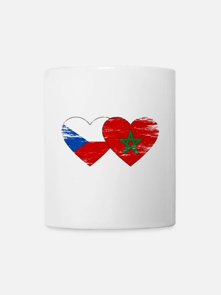 Tschechien Marokko Flagge Herz used - Tasse - Weiß