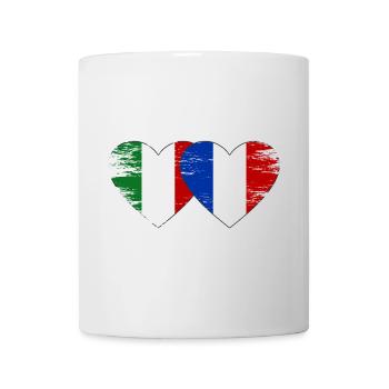 Italy France Flag Heart used - Mug - white - Front