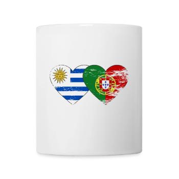Uruguay Portugal flag heart used - Mug - white - Front