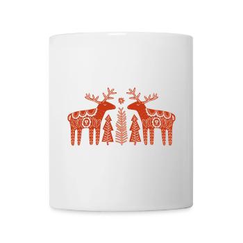 Twin Reindeer Christmas Folk - Mug - white - Front