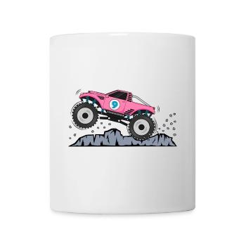 Monstertruck Geburtstag 9 Pink - Tasse - Weiß - Vorne