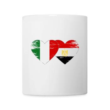 Italy Egypt Flag Hands Heart Shape Used - Mug - white - Front