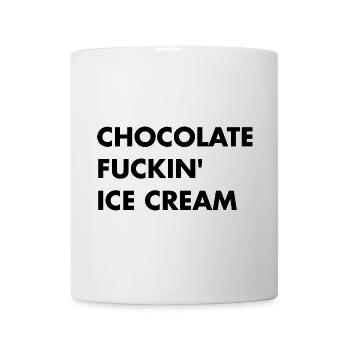 Schoko Eis - schwarzer Schriftzug - Tasse - Weiß - Vorne