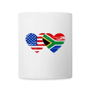 USA South Africa Flag Heart Shape Used - Mug - white - Front