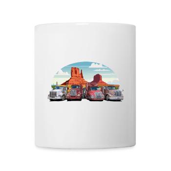 Sattelschlepper, Trucks auf dem Highway - Tasse - Weiß - Vorne