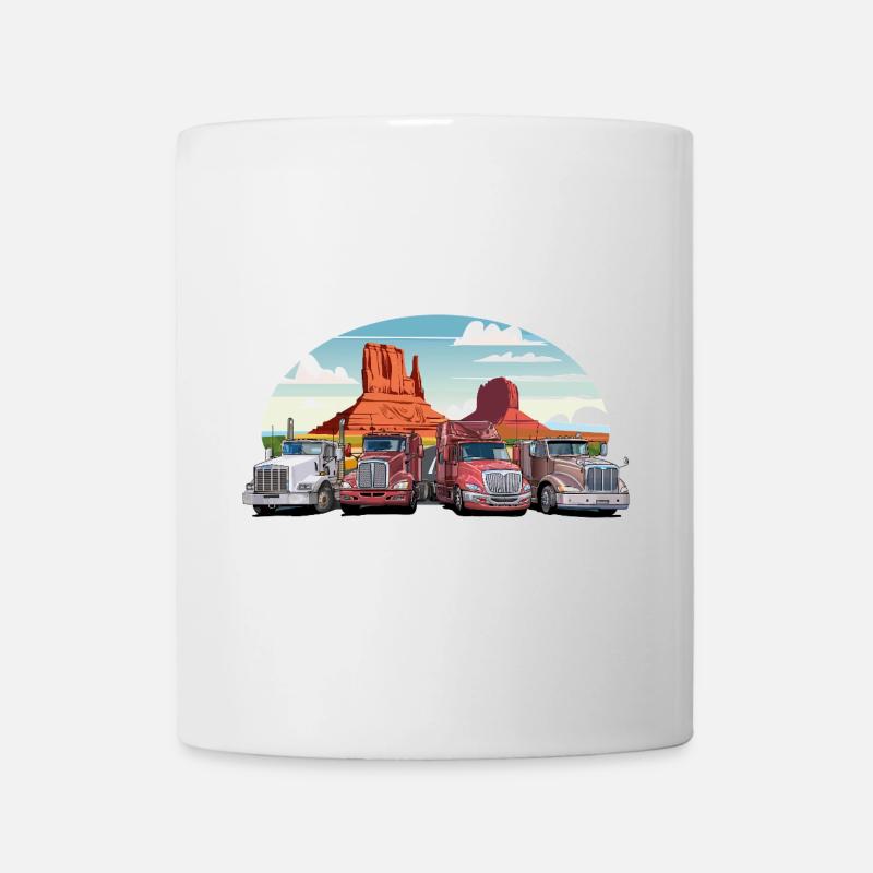 Semi-remorques, camions sur l’autoroute - Mug blanc - blanc